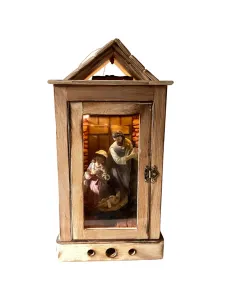 Natività su lanterna completa di luci 15 cm