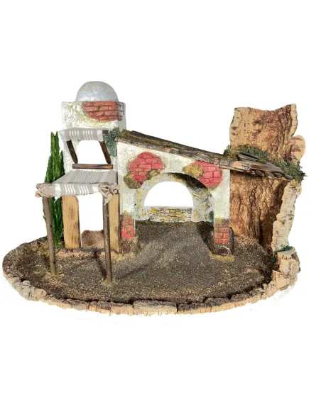 Ambientazione orientale in sughero, legno e gesso per statue da 10-12 cm