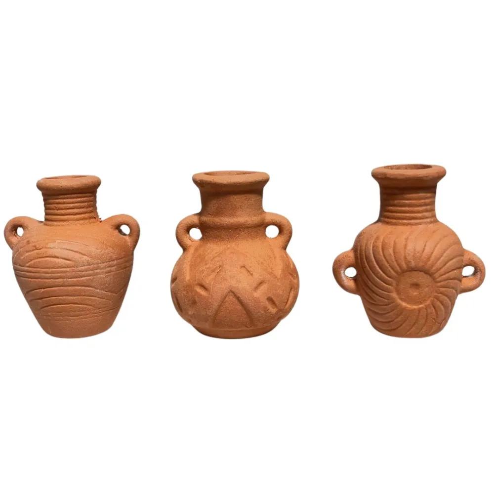 Set of 3 Decorated Terracotta Amphorae for 20 cm Nativity Figures