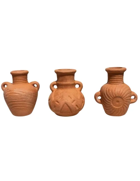Set of 3 Decorated Terracotta Amphorae for 20 cm Nativity Figures