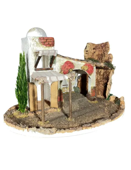 Ambientazione orientale in sughero, legno e gesso per statue da 10-12 cm