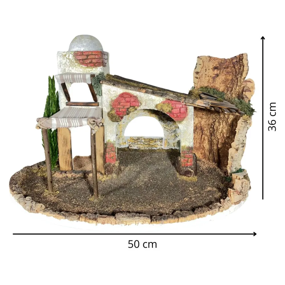 Oriental Setting in Cork, Wood and Plaster for 10–12 cm Nativity Figures