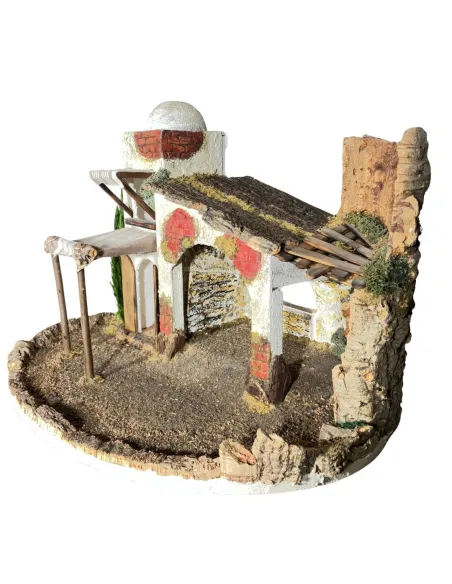 Ambientazione orientale in sughero, legno e gesso per statue da 10-12 cm