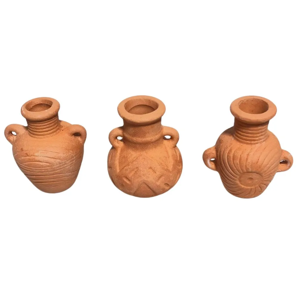 Set of 3 Decorated Terracotta Amphorae for 20 cm Nativity Figures