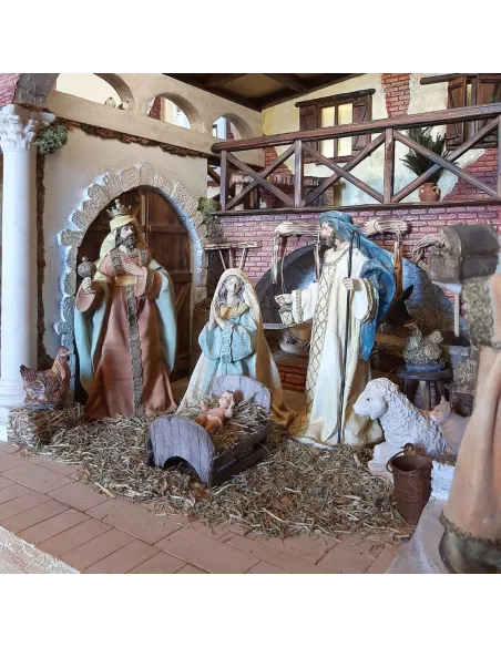 Presepe popolare adorazione dei magi 30 cm