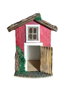 Casa popolare in legno con finestra per statue da 8 cm 2