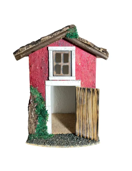Casa popolare in legno con finestra per statue da 8 cm