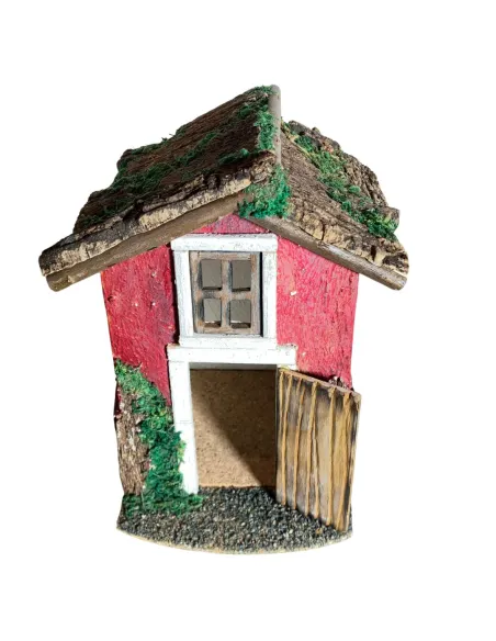 Casa popolare in legno con finestra per statue da 8 cm