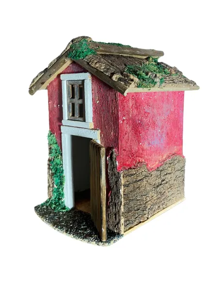 Casa popolare in legno con finestra per statue da 8 cm