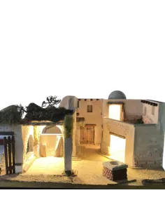 Palestinian Village with 220 V Lights for 8 cm Nativity Figures