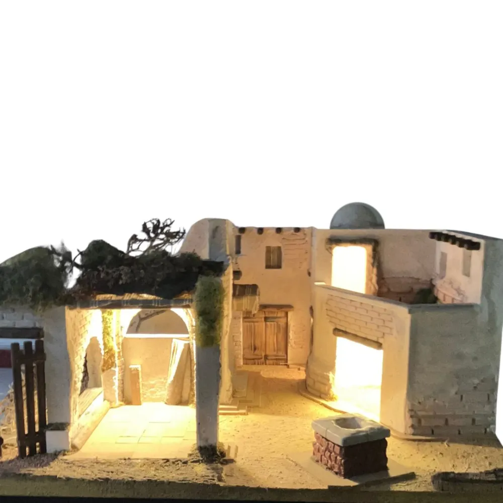 Palestinian Village with 220 V Lights for 8 cm Nativity Figures