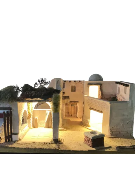 Palestinian Village with 220 V Lights for 8 cm Nativity Figures