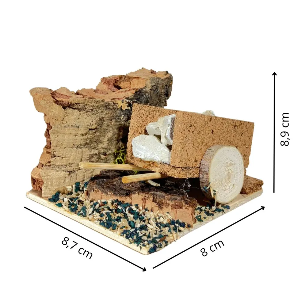 Cork Scene with Stone-Laden Cart for 8 cm Nativity Figures