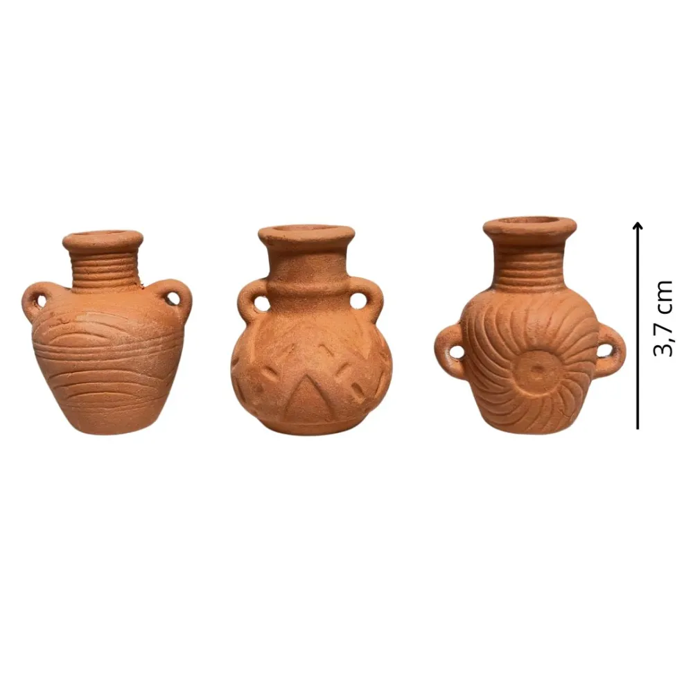 Set of 3 Decorated Terracotta Amphorae for 20 cm Nativity Figures