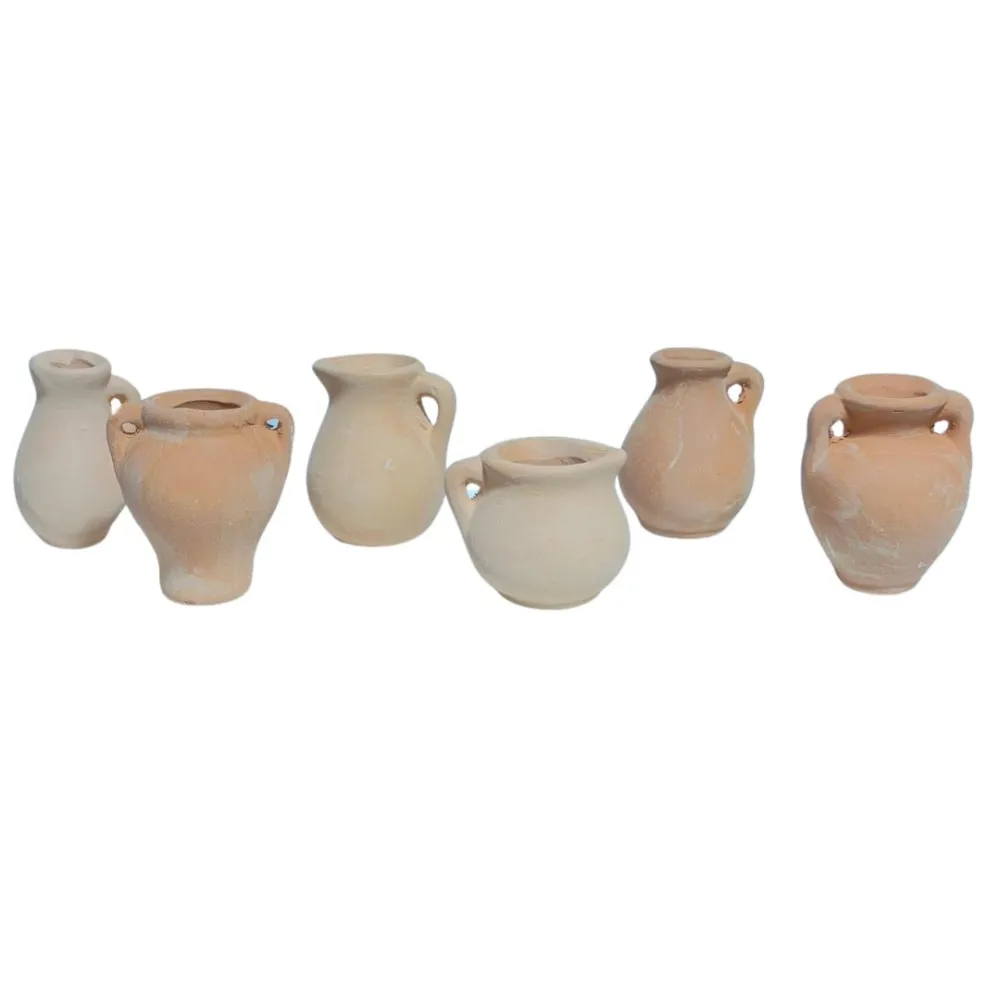 Set of 6 Terracotta Amphorae for 20 cm Nativity Figures