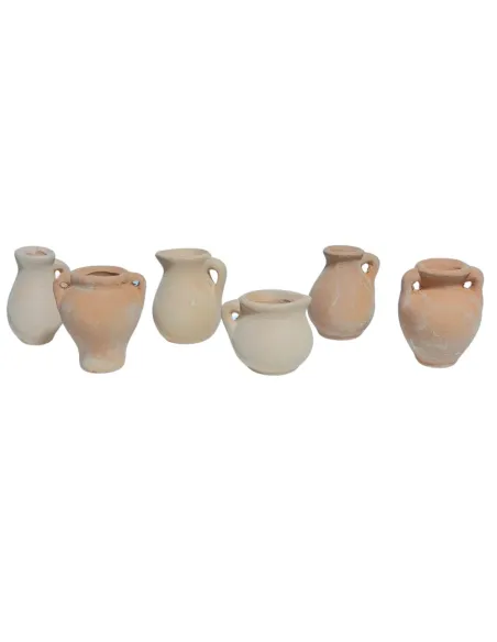 Set of 6 Terracotta Amphorae for 20 cm Nativity Figures