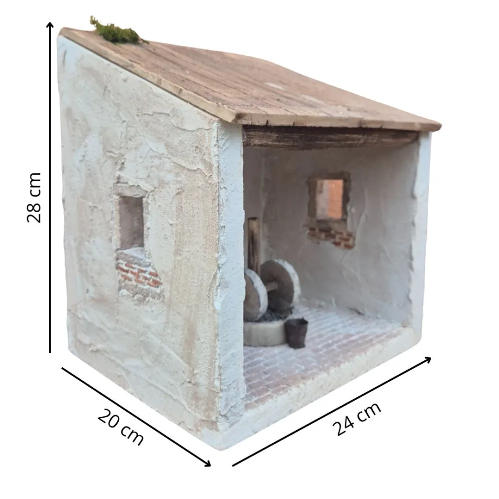 Polystyrene Olive Mill Setting for 10 cm Nativity Figures