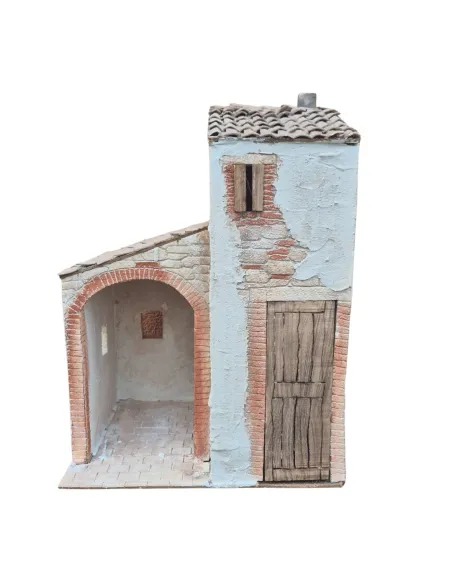Casa popolare con bottega in polistirene per statue da 30 cm