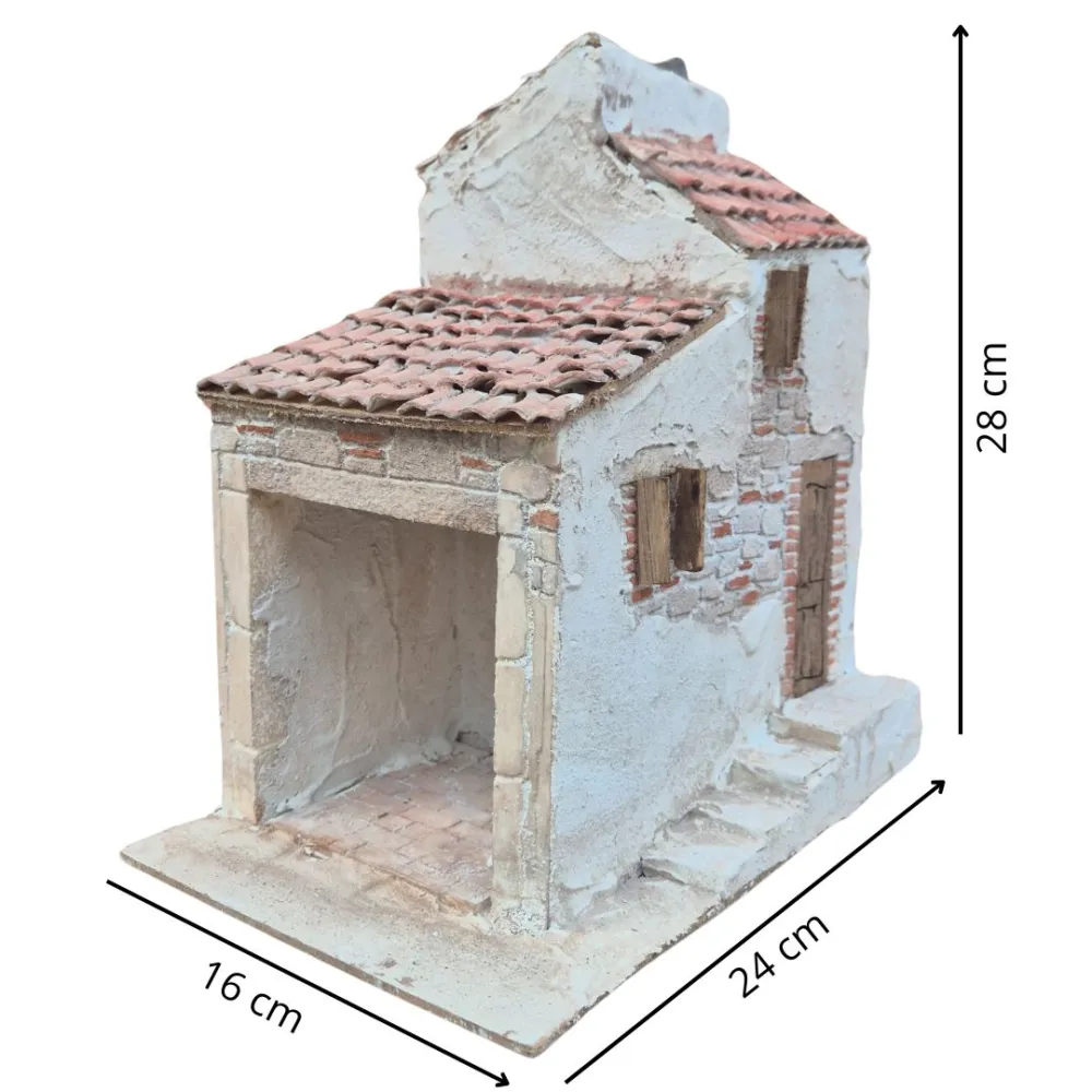 Polystyrene Village House with Double Roof for 10 cm Nativity Figures