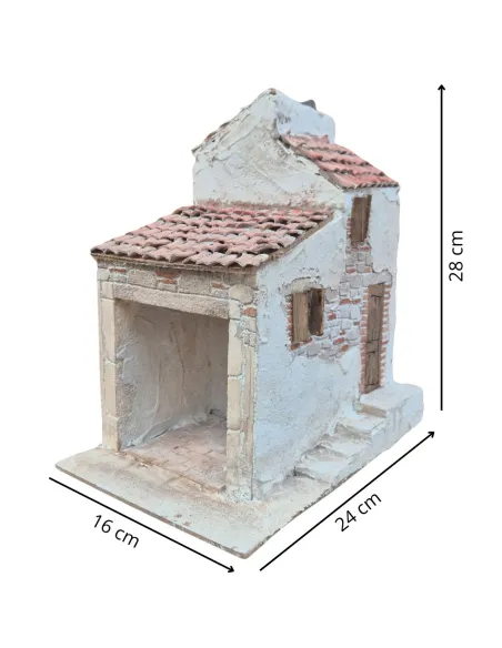 Casa popolare doppio tetto in polistirene per statue da 10 cm