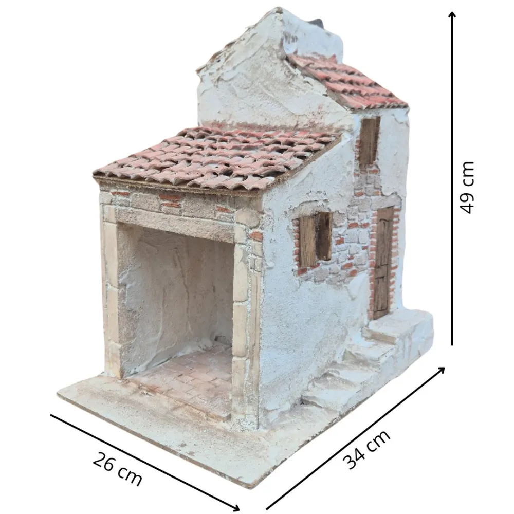 Polystyrene Village House with Double Roof for 20 cm Nativity Figures