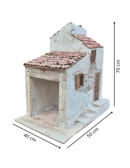 Casa popolare doppio tetto in polistirene per statue da 30 cm