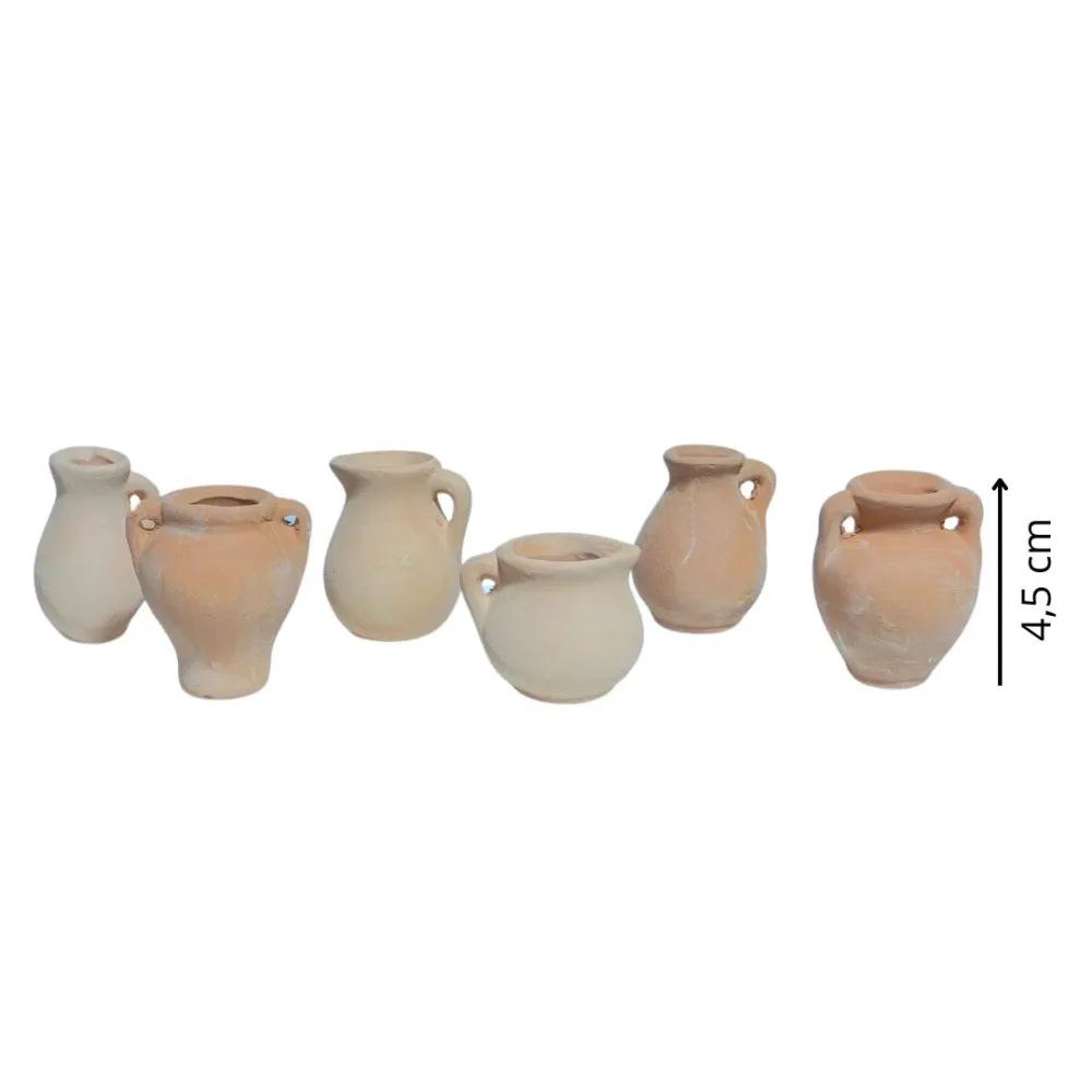 Set of 6 Terracotta Amphorae for 20 cm Nativity Figures