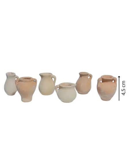 Set of 6 Terracotta Amphorae for 20 cm Nativity Figures