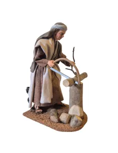 Animated Palestinian Woodcutter with Bow Saw - 30 cm 2