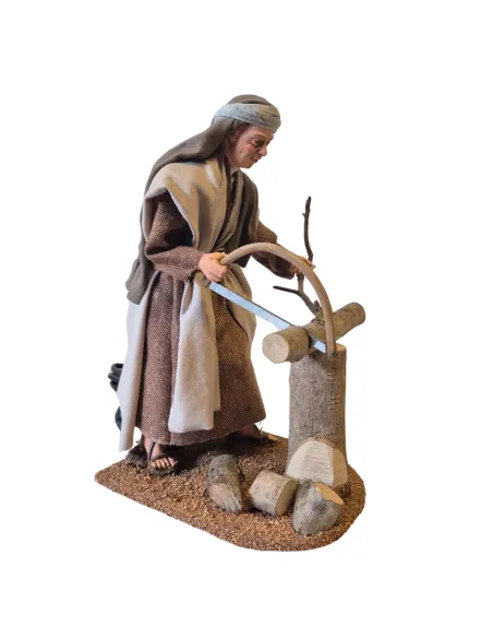 Animated Palestinian Woodcutter with Bow Saw - 30 cm