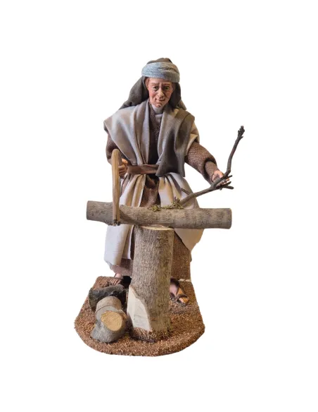 Animated Palestinian Woodcutter with Bow Saw - 30 cm
