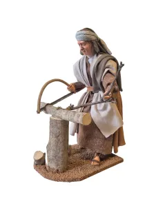 Animated Palestinian Woodcutter with Bow Saw - 30 cm