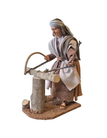 Animated Palestinian Woodcutter with Bow Saw - 30 cm
