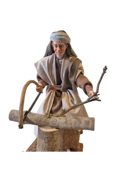 Animated Palestinian Woodcutter with Bow Saw - 30 cm