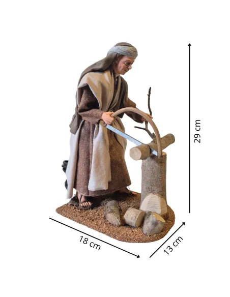 Animated Palestinian Woodcutter with Bow Saw - 30 cm