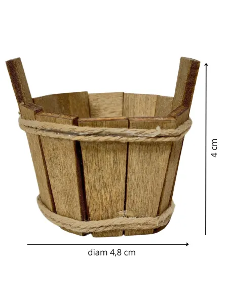 Tinozza a doghe in legno con manici per statue da 20 cm