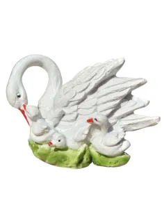 Cigno con piccoli in resina per statue da 20-25 cm