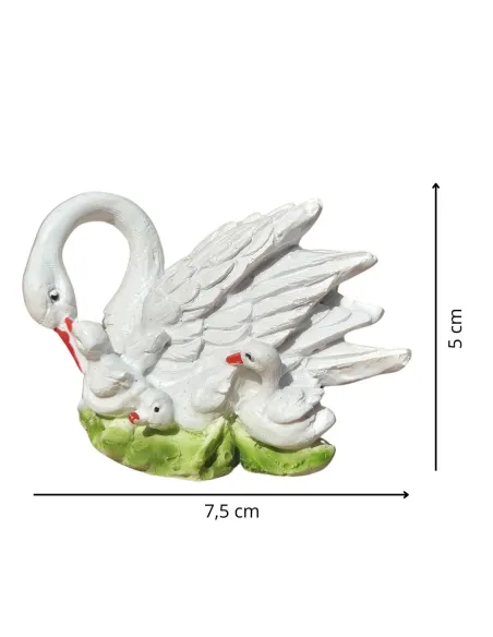 Cigno con piccoli in resina per statue da 20-25 cm