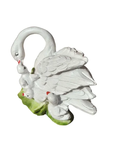 Cigno con piccoli in resina per statue da 20-25 cm