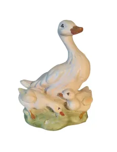Papera con piccoli in resina per statue da 30 cm