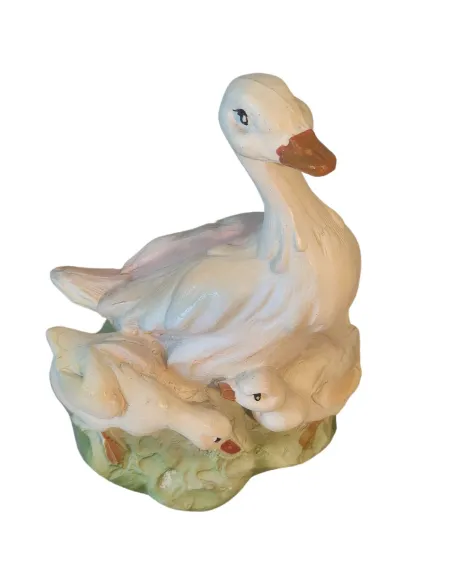 Papera con piccoli in resina per statue da 30 cm