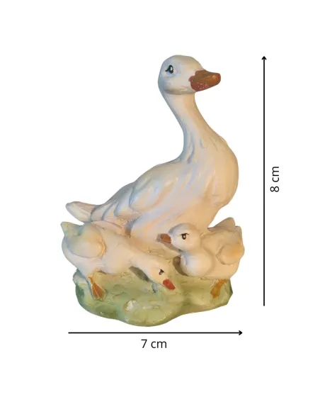 Papera con piccoli in resina per statue da 30 cm