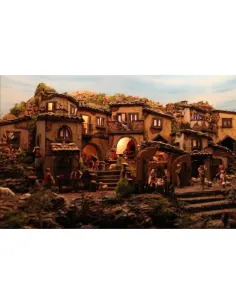 Presepe completo di centralina per giorno e notte con statue da 10 cm