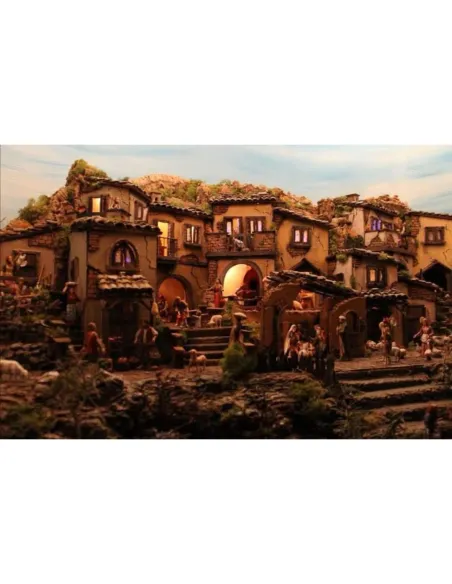 Presepe completo di centralina per giorno e notte con statue da 10 cm