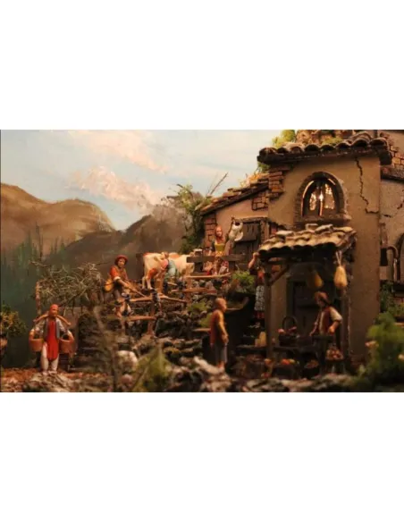 Presepe completo di centralina per giorno e notte con statue da 10 cm