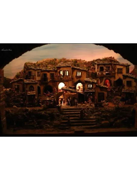 Presepe completo di centralina per giorno e notte con statue da 10 cm