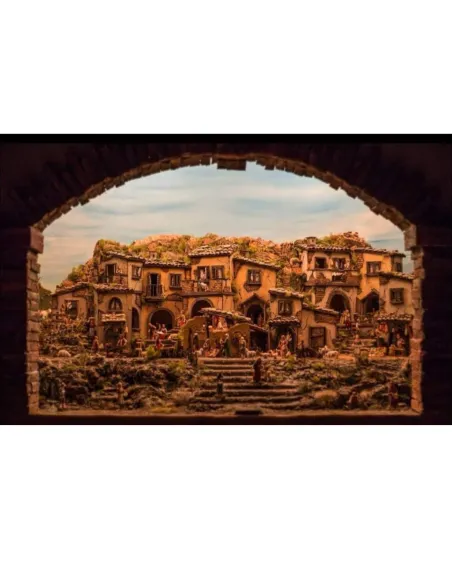 Presepe completo di centralina per giorno e notte con statue da 10 cm