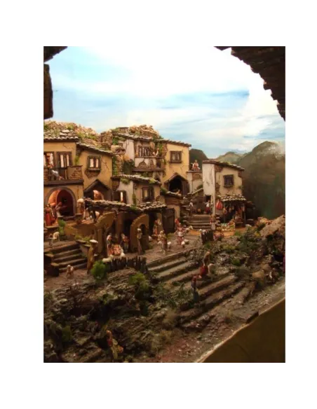 Presepe completo di centralina per giorno e notte con statue da 10 cm