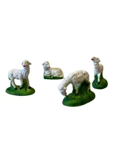 Set 4 pecore in resina per statue da 12 cm