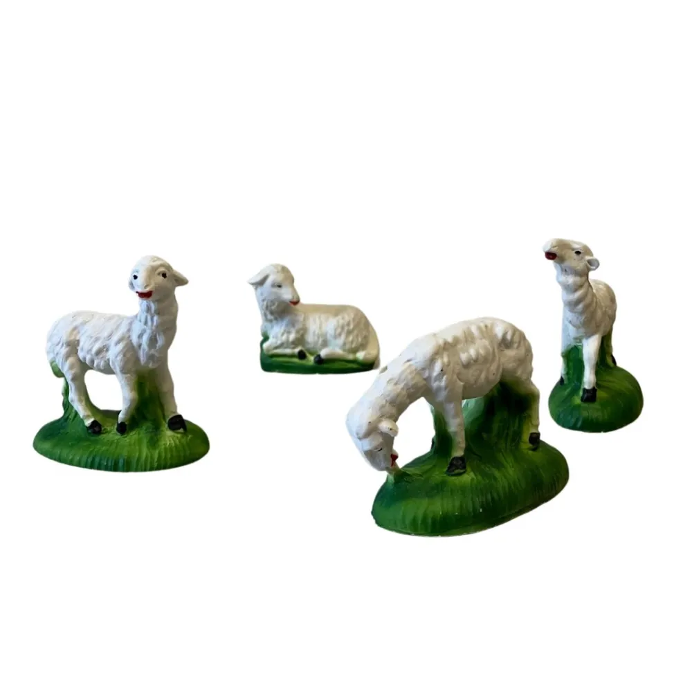 Set 4 pecore in resina per statue da 12 cm